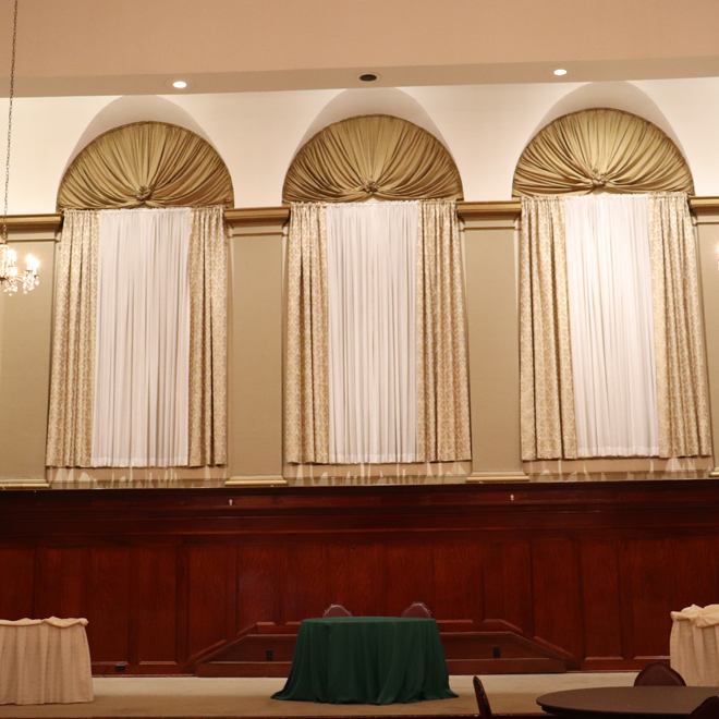 Grand Ballroom windows of The Corinthinan Events Center.