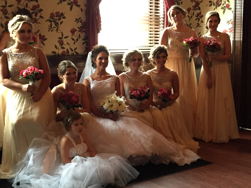 Bride party in bride room on second floor of The Corinthian Event Center.