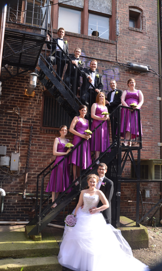 Bridal party outside The Corinthian Event Center.