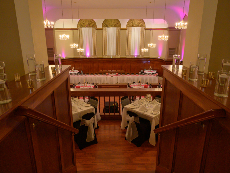 Third floor to mezzanine of The Corinthian Event Center.